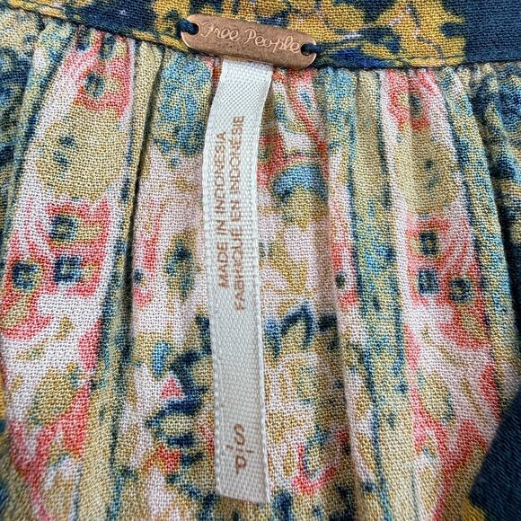 Free People Magic Mystery Tunic Dress Womens S Boho Mixed Print Bell Sleeve - Picture 3 of 12